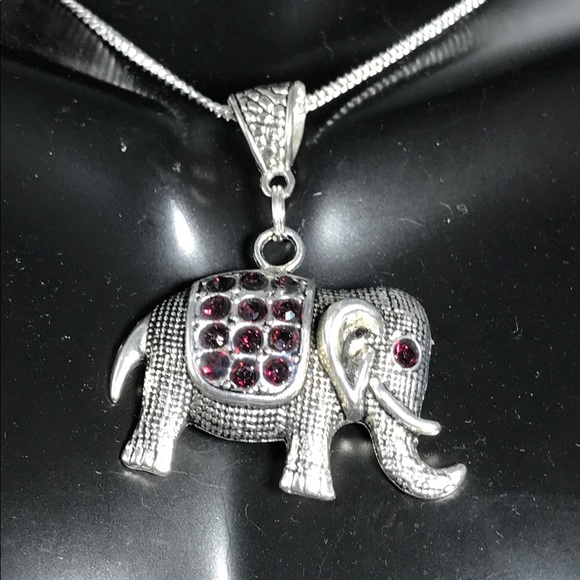 Elephant 🐘 Amethyst Czech Crystal Necklace B-1-03 - Picture 4 of 4